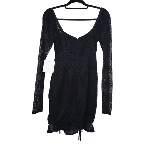 Majorelle Womens Sienna Long Sleeve Black Lace Dot Mini Dress Size M NWT - Picture 7 of 8